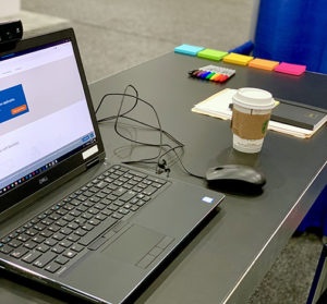 User testing station at a trade show 